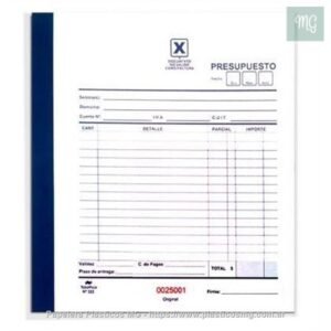 Talonario Presupuesto Grande Duplicado X Un.
