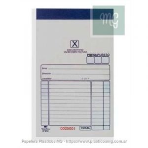 Talonario Presupuesto Chico Duplicado X Un.