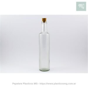 Botella De Vidrio Redonda 500Cc X Un. Con Corcho