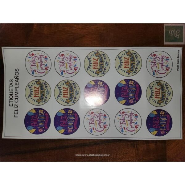 Vinilo autoadh. etiquetas "Feliz Cumpleaños"